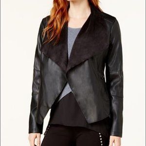 ✨️BAR III Black FLYAWAY Faux Leather Moto JACKET Sz S✨️